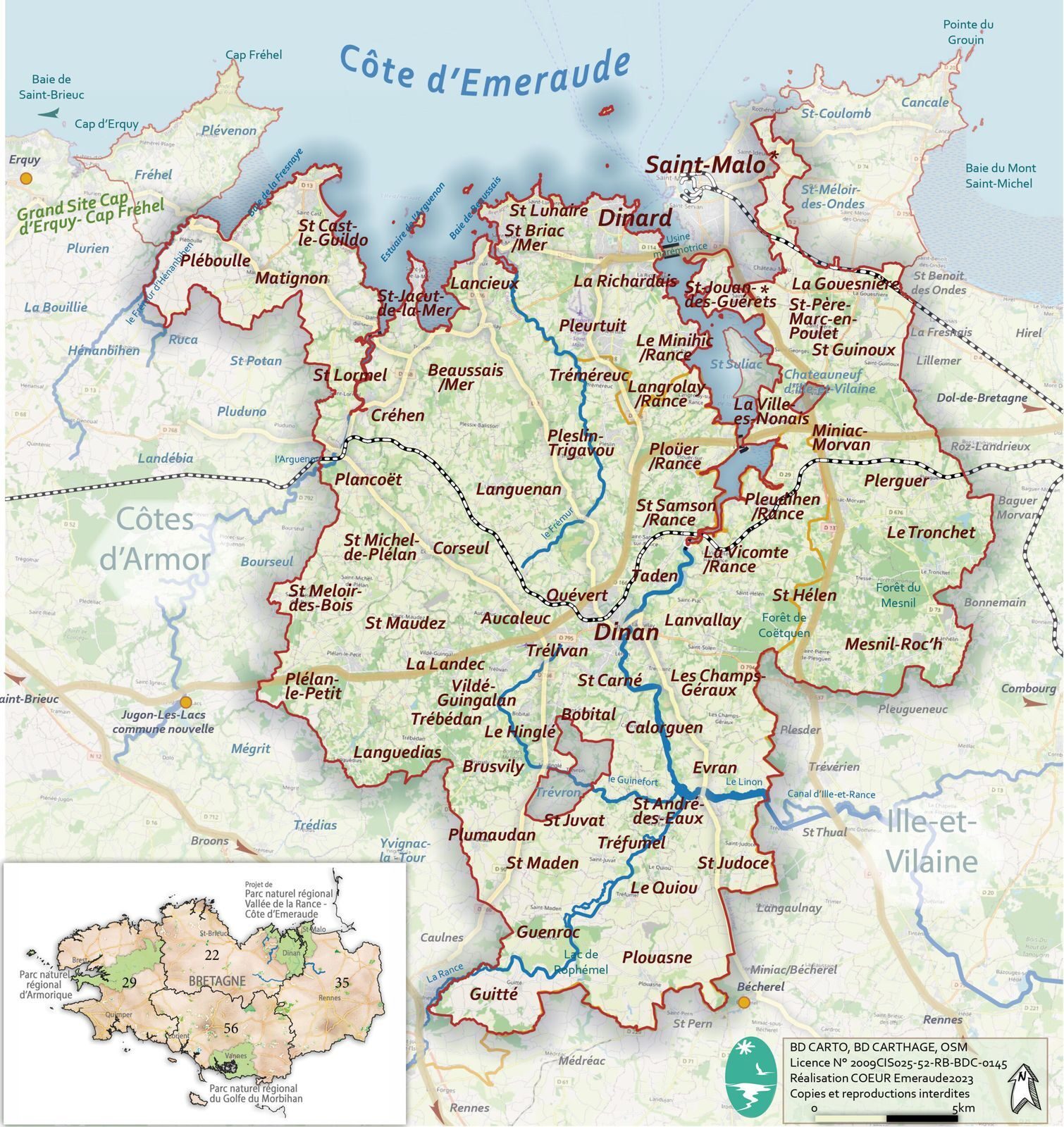 Carte du Parc naturel régional Vallée de la Rance - Côte d'Émeraude